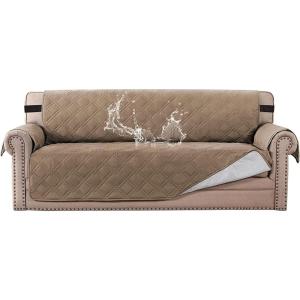 imageHVERSAILTEX 100 Waterproof Sofa Slipcover Washable Armchair Cover NonSlip Furniture Protector for Living Room Couch Cover for Pets Chair Cover with Puppy Paw Silicone Backing Armchair BlackTaupe