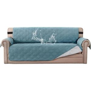 imageHVERSAILTEX 100 Waterproof Sofa Slipcover Washable Armchair Cover NonSlip Furniture Protector for Living Room Couch Cover for Pets Chair Cover with Puppy Paw Silicone Backing Armchair BlackSmoke Blue