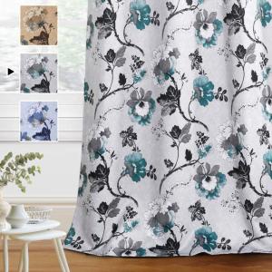 imageHVERSAILTEX Blackout Curtains for BedroomLiving Room Thermal Insulated Printed Curtain Drapes 63 Inches Long Energy Efficient Room Darkening Curtains Pair 2 Panels Vintage Floral Brown ampamp BlueGrey and Teal Floral