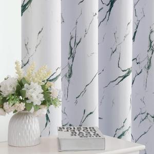 imageHVERSAILTEX Blackout Curtains for BedroomLiving Room Thermal Insulated Printed Curtain Drapes 63 Inches Long Energy Efficient Room Darkening Curtains Pair 2 Panels Vintage Floral Brown ampamp BlueMarble Antique Green