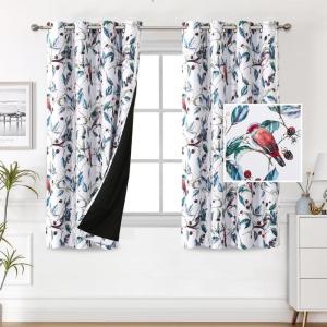 imageHVERSAILTEX Blackout Curtains for BedroomLiving Room Thermal Insulated Printed Curtain Drapes 63 Inches Long Energy Efficient Room Darkening Curtains Pair 2 Panels Vintage Floral Brown ampamp BlueWild Berry and Bird