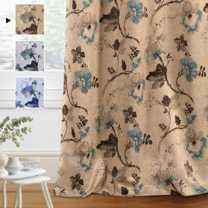 imageHVERSAILTEX Blackout Curtains for BedroomLiving Room Thermal Insulated Printed Curtain Drapes 63 Inches Long Energy Efficient Room Darkening Curtains Pair 2 Panels Vintage Floral Brown ampamp BlueBrown and Blue Floral