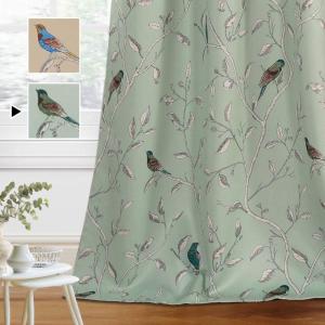 imageHVERSAILTEX Blackout Curtains for BedroomLiving Room Thermal Insulated Printed Curtain Drapes 63 Inches Long Energy Efficient Room Darkening Curtains Pair 2 Panels Vintage Floral Brown ampamp BlueSage Bird