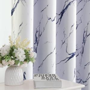 imageHVERSAILTEX Blackout Curtains for BedroomLiving Room Thermal Insulated Printed Curtain Drapes 63 Inches Long Energy Efficient Room Darkening Curtains Pair 2 Panels Vintage Floral Brown ampamp BlueMarble Dark Blue