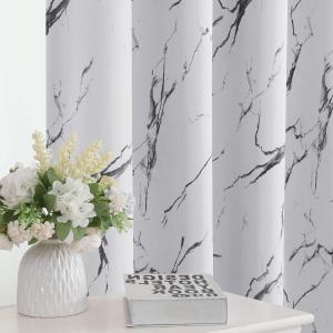 imageHVERSAILTEX Blackout Curtains for BedroomLiving Room Thermal Insulated Printed Curtain Drapes 63 Inches Long Energy Efficient Room Darkening Curtains Pair 2 Panels Vintage Floral Brown ampamp BlueMarble Grey