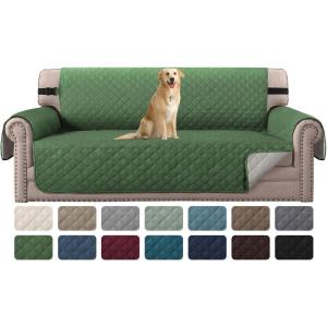 imageHVERSAILTEX Loveseat Couch Cover Reversible Couch Covers for 2 Cushion Couch Water Resistant Furniture Protector Cover with Elastic Strap for Pets KidsLoveseat GreyBeigeChristmas GreenBeige