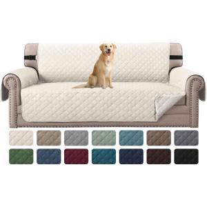 imageHVERSAILTEX Loveseat Couch Cover Reversible Couch Covers for 2 Cushion Couch Water Resistant Furniture Protector Cover with Elastic Strap for Pets KidsLoveseat GreyBeigeIvoryBeige