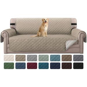 imageHVERSAILTEX Loveseat Couch Cover Reversible Couch Covers for 2 Cushion Couch Water Resistant Furniture Protector Cover with Elastic Strap for Pets KidsLoveseat GreyBeigeKhakiBeige