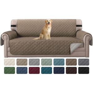 imageHVERSAILTEX Loveseat Couch Cover Reversible Couch Covers for 2 Cushion Couch Water Resistant Furniture Protector Cover with Elastic Strap for Pets KidsLoveseat GreyBeigeTaupe BrownBeige
