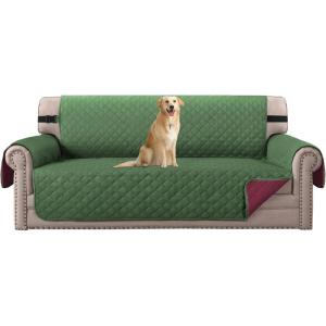 imageHVERSAILTEX Loveseat Couch Cover Reversible Couch Covers for 2 Cushion Couch Water Resistant Furniture Protector Cover with Elastic Strap for Pets KidsLoveseat GreyBeigeChristmas GreenChristmas Red