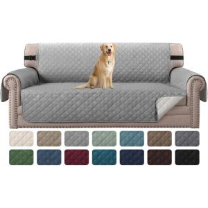 imageHVERSAILTEX Loveseat Couch Cover Reversible Couch Covers for 2 Cushion Couch Water Resistant Furniture Protector Cover with Elastic Strap for Pets KidsLoveseat GreyBeigeLight GreyBeige