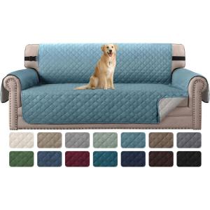 imageHVERSAILTEX Loveseat Couch Cover Reversible Couch Covers for 2 Cushion Couch Water Resistant Furniture Protector Cover with Elastic Strap for Pets KidsLoveseat GreyBeigeCameo BlueBeige