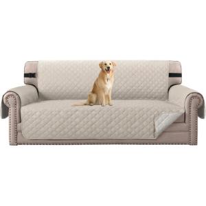 imageHVERSAILTEX Loveseat Couch Cover Reversible Couch Covers for 2 Cushion Couch Water Resistant Furniture Protector Cover with Elastic Strap for Pets KidsLoveseat GreyBeigePale OakBeige