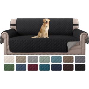 imageHVERSAILTEX Loveseat Couch Cover Reversible Couch Covers for 2 Cushion Couch Water Resistant Furniture Protector Cover with Elastic Strap for Pets KidsLoveseat GreyBeigeBlackGrey