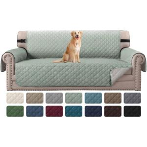 imageHVERSAILTEX Loveseat Couch Cover Reversible Couch Covers for 2 Cushion Couch Water Resistant Furniture Protector Cover with Elastic Strap for Pets KidsLoveseat GreyBeigeDesert SageBeige