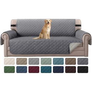 imageHVERSAILTEX Loveseat Couch Cover Reversible Couch Covers for 2 Cushion Couch Water Resistant Furniture Protector Cover with Elastic Strap for Pets KidsLoveseat GreyBeigeGreyBeige