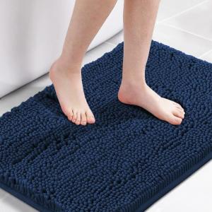 imageHVERSAILTEX Navy Blue Bath Rug Bath Mat Non Slip Bath Mats for Bathroom Floor Bathroom Rug Extra Thick Chenille Rug 17quot x 24quot Absorbent Soft Shaggy Washable Dry Fast Plush Rugs for BathtubsNavy