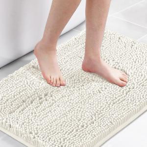 imageHVERSAILTEX Navy Blue Bath Rug Bath Mat Non Slip Bath Mats for Bathroom Floor Bathroom Rug Extra Thick Chenille Rug 17quot x 24quot Absorbent Soft Shaggy Washable Dry Fast Plush Rugs for BathtubsCream