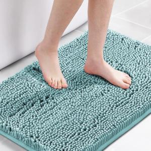 imageHVERSAILTEX Navy Blue Bath Rug Bath Mat Non Slip Bath Mats for Bathroom Floor Bathroom Rug Extra Thick Chenille Rug 17quot x 24quot Absorbent Soft Shaggy Washable Dry Fast Plush Rugs for BathtubsAqua Haze