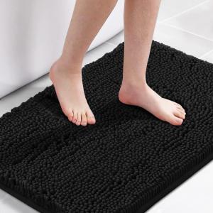 imageHVERSAILTEX Navy Blue Bath Rug Bath Mat Non Slip Bath Mats for Bathroom Floor Bathroom Rug Extra Thick Chenille Rug 17quot x 24quot Absorbent Soft Shaggy Washable Dry Fast Plush Rugs for BathtubsBlack