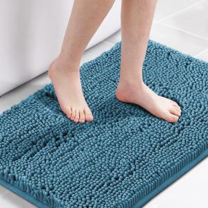 imageHVERSAILTEX Navy Blue Bath Rug Bath Mat Non Slip Bath Mats for Bathroom Floor Bathroom Rug Extra Thick Chenille Rug 17quot x 24quot Absorbent Soft Shaggy Washable Dry Fast Plush Rugs for BathtubsDark Teal
