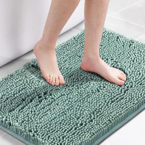 imageHVERSAILTEX Navy Blue Bath Rug Bath Mat Non Slip Bath Mats for Bathroom Floor Bathroom Rug Extra Thick Chenille Rug 17quot x 24quot Absorbent Soft Shaggy Washable Dry Fast Plush Rugs for BathtubsEggshell Blue