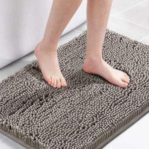 imageHVERSAILTEX Navy Blue Bath Rug Bath Mat Non Slip Bath Mats for Bathroom Floor Bathroom Rug Extra Thick Chenille Rug 17quot x 24quot Absorbent Soft Shaggy Washable Dry Fast Plush Rugs for BathtubsDark Grey