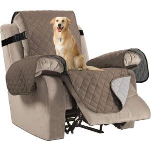imageHVERSAILTEX Reversible Quilted Recliner Covers Recliner Chair Cover Water Resistant Furniture Protector Washable Couch Cover with Elastic Straps for Kids Pets Oversized Recliner BrownBeigeTaupe BrownBeige