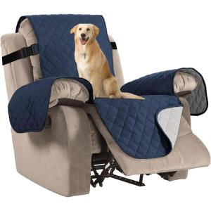 imageHVERSAILTEX Reversible Quilted Recliner Covers Recliner Chair Cover Water Resistant Furniture Protector Washable Couch Cover with Elastic Straps for Kids Pets Oversized Recliner BrownBeigeNavyBeige