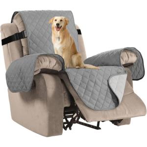 imageHVERSAILTEX Reversible Quilted Recliner Covers Recliner Chair Cover Water Resistant Furniture Protector Washable Couch Cover with Elastic Straps for Kids Pets Oversized Recliner BrownBeigeLight GreyBeige