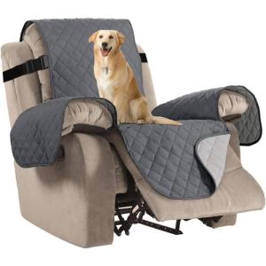 imageHVERSAILTEX Reversible Quilted Recliner Covers Recliner Chair Cover Water Resistant Furniture Protector Washable Couch Cover with Elastic Straps for Kids Pets Oversized Recliner BrownBeigeGreyBeige