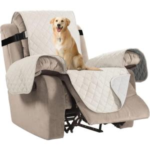 imageHVERSAILTEX Reversible Quilted Recliner Covers Recliner Chair Cover Water Resistant Furniture Protector Washable Couch Cover with Elastic Straps for Kids Pets Oversized Recliner BrownBeigeIvoryBeige