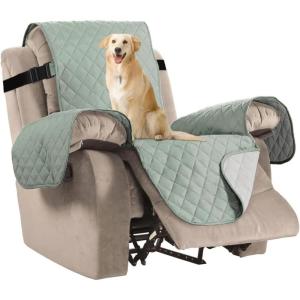 imageHVERSAILTEX Reversible Quilted Recliner Covers Recliner Chair Cover Water Resistant Furniture Protector Washable Couch Cover with Elastic Straps for Kids Pets Oversized Recliner BrownBeigeDesert SageBeige