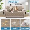 imageHVERSAILTEX 100 Waterproof Loveseat Covers for 2 Cushion Couch Modern Sofa Covers Waterproof and Washable Thick Soft Couch Cover for Dogs with Elastic Straps Loveseat GreyBeigeTaupeBeige