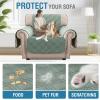 imageHVERSAILTEX 100 Waterproof Loveseat Covers for 2 Cushion Couch Modern Sofa Covers Waterproof and Washable Thick Soft Couch Cover for Dogs with Elastic Straps Loveseat GreyBeigeLily PadBeige