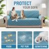 imageHVERSAILTEX 100 Waterproof Loveseat Covers for 2 Cushion Couch Modern Sofa Covers Waterproof and Washable Thick Soft Couch Cover for Dogs with Elastic Straps Loveseat GreyBeigeSmoke BlueBeige