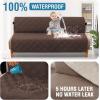 imageHVERSAILTEX 100 Waterproof Loveseat Covers for 2 Cushion Couch Modern Sofa Covers Waterproof and Washable Thick Soft Couch Cover for Dogs with Elastic Straps Loveseat GreyBeigeBrownBeige
