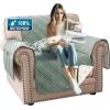 imageHVERSAILTEX 100 Waterproof Loveseat Covers for 2 Cushion Couch Modern Sofa Covers Waterproof and Washable Thick Soft Couch Cover for Dogs with Elastic Straps Loveseat GreyBeigeLily PadBeige