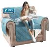imageHVERSAILTEX 100 Waterproof Loveseat Covers for 2 Cushion Couch Modern Sofa Covers Waterproof and Washable Thick Soft Couch Cover for Dogs with Elastic Straps Loveseat GreyBeigeSmoke BlueBeige
