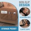 imageHVERSAILTEX 100 Waterproof Loveseat Covers for 2 Cushion Couch Modern Sofa Covers Waterproof and Washable Thick Soft Couch Cover for Dogs with Elastic Straps Loveseat GreyBeigeTerracottaBeige