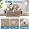imageHVERSAILTEX 100 Waterproof Loveseat Covers for 2 Cushion Couch Modern Sofa Covers Waterproof and Washable Thick Soft Couch Cover for Dogs with Elastic Straps Loveseat GreyBeigeTaupeBeige
