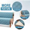 imageHVERSAILTEX 100 Waterproof Loveseat Covers for 2 Cushion Couch Modern Sofa Covers Waterproof and Washable Thick Soft Couch Cover for Dogs with Elastic Straps Loveseat GreyBeigeSmoke BlueBeige