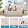 imageHVERSAILTEX 100 Waterproof Loveseat Covers for 2 Cushion Couch Modern Sofa Covers Waterproof and Washable Thick Soft Couch Cover for Dogs with Elastic Straps Loveseat GreyBeigeFrench OakBeige