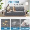 imageHVERSAILTEX 100 Waterproof Loveseat Covers for 2 Cushion Couch Modern Sofa Covers Waterproof and Washable Thick Soft Couch Cover for Dogs with Elastic Straps Loveseat GreyBeigeGreyBeige