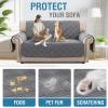 imageHVERSAILTEX 100 Waterproof Loveseat Covers for 2 Cushion Couch Modern Sofa Covers Waterproof and Washable Thick Soft Couch Cover for Dogs with Elastic Straps Loveseat GreyBeigeGreyBeige