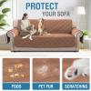 imageHVERSAILTEX 100 Waterproof Loveseat Covers for 2 Cushion Couch Modern Sofa Covers Waterproof and Washable Thick Soft Couch Cover for Dogs with Elastic Straps Loveseat GreyBeigeTerracottaBeige
