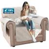 imageHVERSAILTEX 100 Waterproof Loveseat Covers for 2 Cushion Couch Modern Sofa Covers Waterproof and Washable Thick Soft Couch Cover for Dogs with Elastic Straps Loveseat GreyBeigeFrench OakBeige