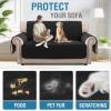 imageHVERSAILTEX 100 Waterproof Loveseat Covers for 2 Cushion Couch Modern Sofa Covers Waterproof and Washable Thick Soft Couch Cover for Dogs with Elastic Straps Loveseat GreyBeigeBlackBeige