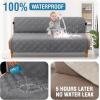 imageHVERSAILTEX 100 Waterproof Loveseat Covers for 2 Cushion Couch Modern Sofa Covers Waterproof and Washable Thick Soft Couch Cover for Dogs with Elastic Straps Loveseat GreyBeigeGreyBeige