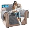 imageHVERSAILTEX 100 Waterproof Loveseat Covers for 2 Cushion Couch Modern Sofa Covers Waterproof and Washable Thick Soft Couch Cover for Dogs with Elastic Straps Loveseat GreyBeigeGreyBeige